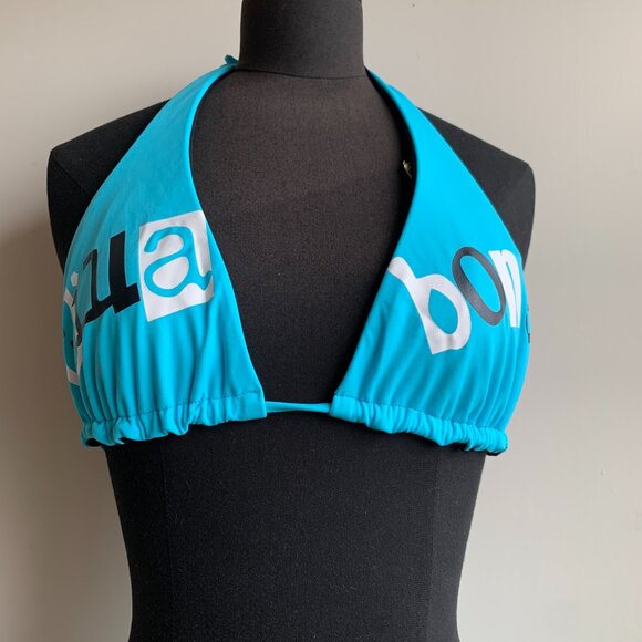 Billabong surf BLUE CRUSH Vintage bikini blue logo reversible halter top RARE - Picture 2 of 7